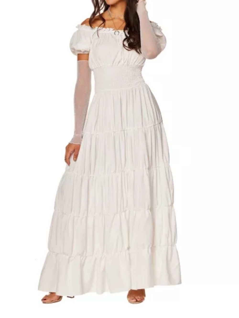 NW/OT SPIRIT HALLOWEEN Womens Peasant Maiden White Boho Goth Whimsigoth Dress XL